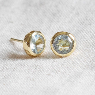 Blue Topaz Silver or Gold Stud Earrings by Tiny Rituals - A Roese Boutique