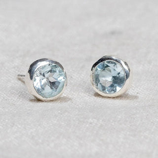 Blue Topaz Silver or Gold Stud Earrings by Tiny Rituals - A Roese Boutique