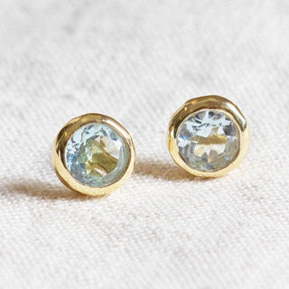 Blue Topaz Silver or Gold Stud Earrings by Tiny Rituals - A Roese Boutique