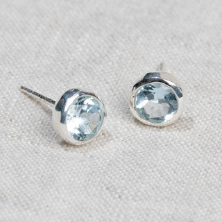 Blue Topaz Silver or Gold Stud Earrings by Tiny Rituals - A Roese Boutique