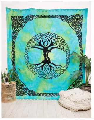 Celtic Tree of Life Tie Dye Tapestry w/Fringe by Tiny Rituals - A Roese Boutique