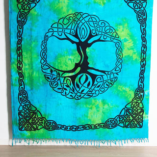 Celtic Tree of Life Tie Dye Tapestry w/Fringe by Tiny Rituals - A Roese Boutique