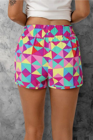 Color Block Elastic Waist Shorts - A Roese Boutique