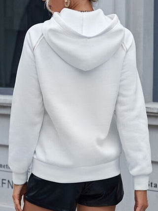 Contrast Stitching Drawstring Raglan Sleeve Hoodie - A Roese Boutique