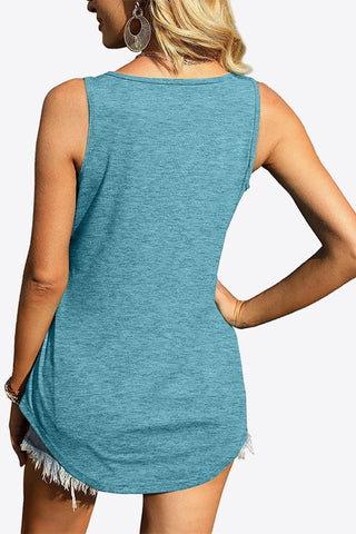 Curved Hem Square Neck Tank - A Roese Boutique