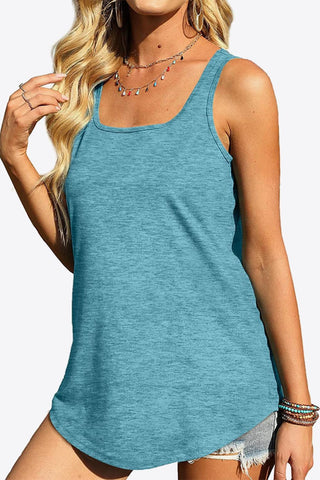 Curved Hem Square Neck Tank - A Roese Boutique