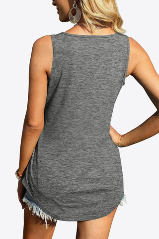 Curved Hem Square Neck Tank - A Roese Boutique