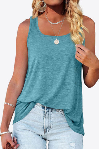 Curved Hem Square Neck Tank - A Roese Boutique