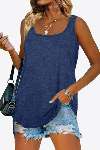 Curved Hem Square Neck Tank - A Roese Boutique