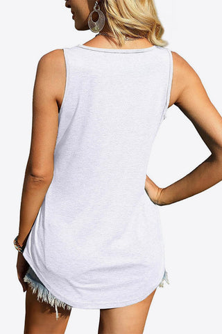 Curved Hem Square Neck Tank - A Roese Boutique