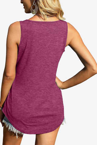 Curved Hem Square Neck Tank - A Roese Boutique