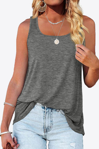 Curved Hem Square Neck Tank - A Roese Boutique