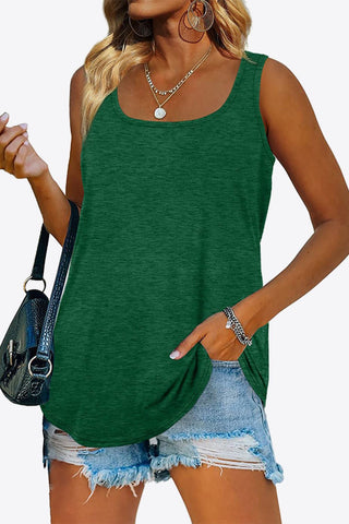 Curved Hem Square Neck Tank - A Roese Boutique