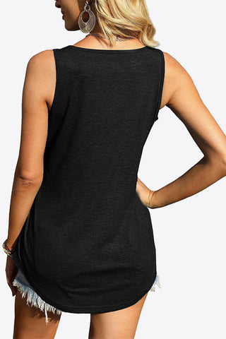 Curved Hem Square Neck Tank - A Roese Boutique