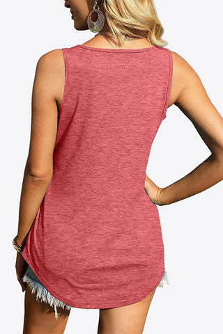 Curved Hem Square Neck Tank - A Roese Boutique