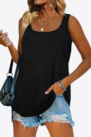 Curved Hem Square Neck Tank - A Roese Boutique