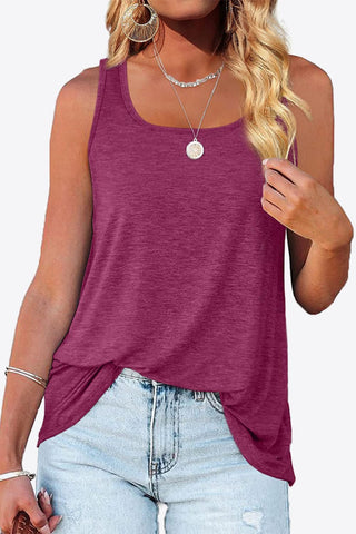 Curved Hem Square Neck Tank - A Roese Boutique