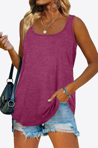 Curved Hem Square Neck Tank - A Roese Boutique