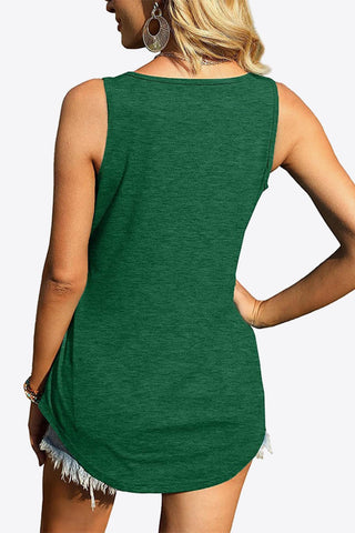 Curved Hem Square Neck Tank - A Roese Boutique