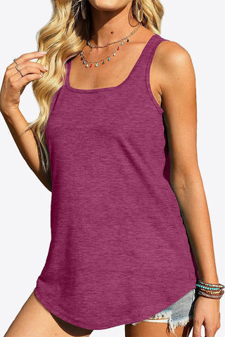 Curved Hem Square Neck Tank - A Roese Boutique