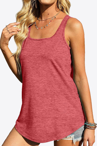 Curved Hem Square Neck Tank - A Roese Boutique