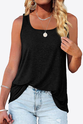 Curved Hem Square Neck Tank - A Roese Boutique