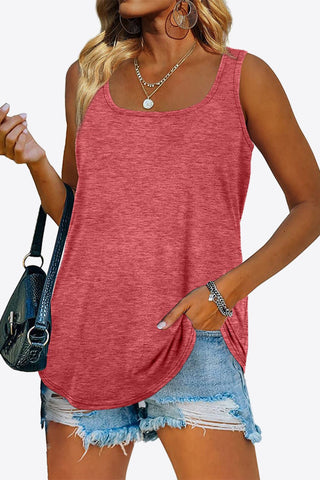 Curved Hem Square Neck Tank - A Roese Boutique