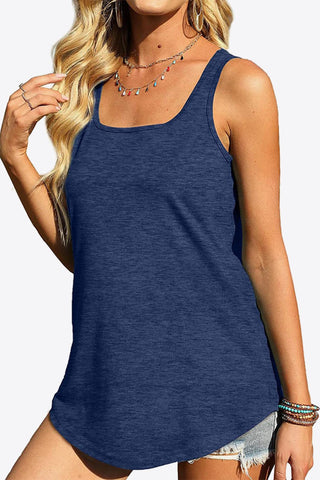 Curved Hem Square Neck Tank - A Roese Boutique