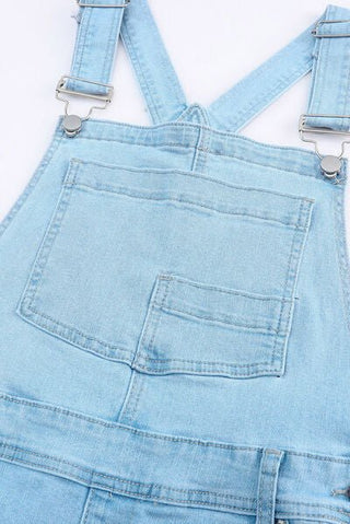 Distressed Denim Overalls with Pockets - A Roese Boutique