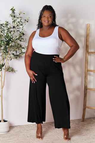 Double Take Full Size Smocked Wide Waistband Wide Leg Pants - A Roese Boutique