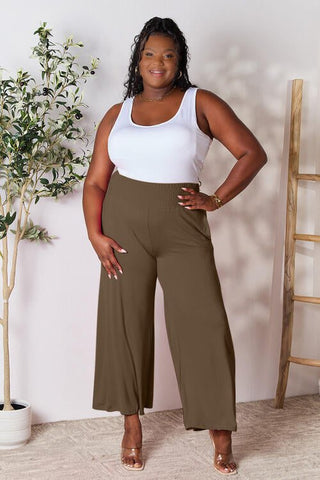 Double Take Full Size Smocked Wide Waistband Wide Leg Pants - A Roese Boutique