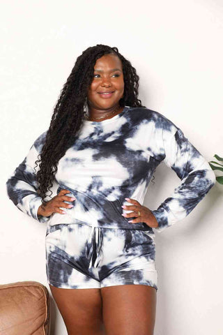 Double Take Tie-Dye Round Neck Top and Shorts Lounge Set - A Roese Boutique