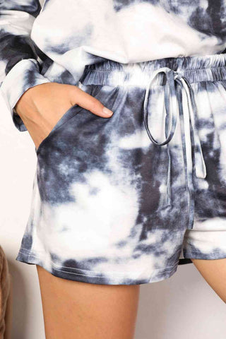 Double Take Tie-Dye Round Neck Top and Shorts Lounge Set - A Roese Boutique