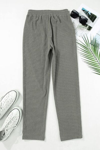 Drawstring Straight Pants with Pockets - A Roese Boutique