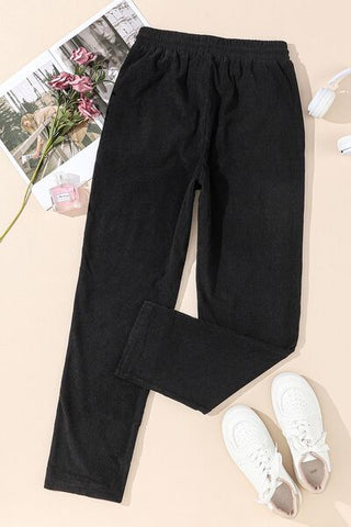 Drawstring Straight Pants with Pockets - A Roese Boutique