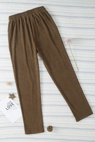 Drawstring Straight Pants with Pockets - A Roese Boutique