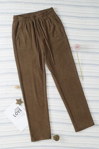 Drawstring Straight Pants with Pockets - A Roese Boutique