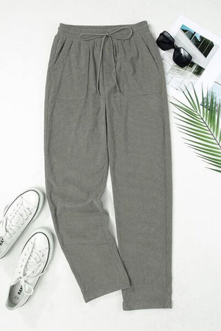 Drawstring Straight Pants with Pockets - A Roese Boutique