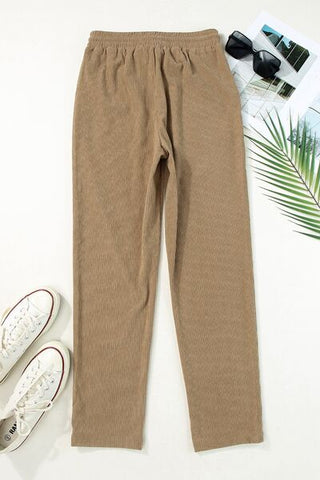 Drawstring Straight Pants with Pockets - A Roese Boutique