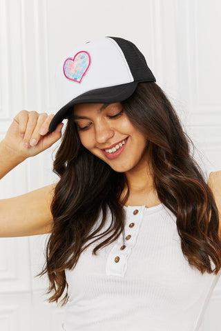 Fame Falling For You Trucker Hat in Black - A Roese Boutique