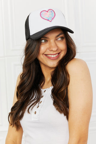 Fame Falling For You Trucker Hat in Black - A Roese Boutique