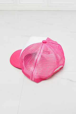 Fame Falling For You Trucker Hat in Pink - A Roese Boutique