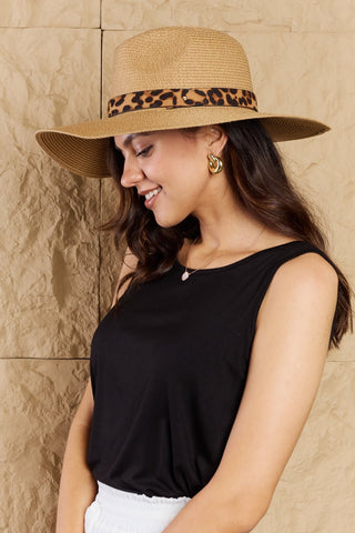 Fame Wild One Leopard Ribbon Straw Hat - A Roese Boutique