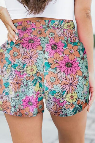 Floral Elastic Waist Shorts - A Roese Boutique
