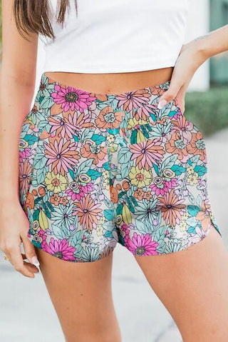 Floral Elastic Waist Shorts - A Roese Boutique