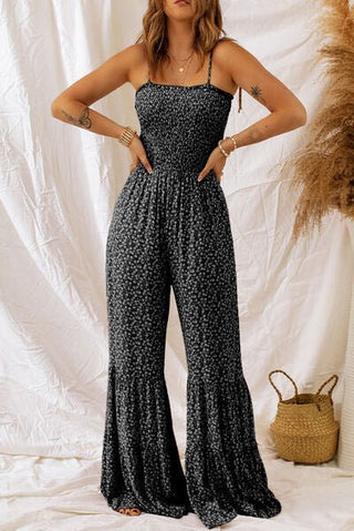 Floral Spaghetti Strap Wide Leg Jumpsuit - A Roese Boutique