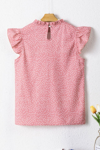 Frill Polka Dot Cap Sleeve Blouse - A Roese Boutique