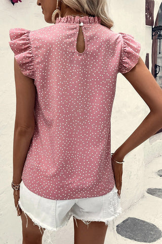 Frill Polka Dot Cap Sleeve Blouse - A Roese Boutique