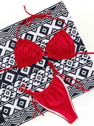 Frill Trill Halter Neck Bikini Set - A Roese Boutique