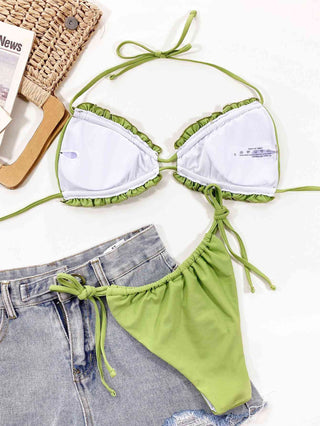 Frill Trill Halter Neck Bikini Set - A Roese Boutique